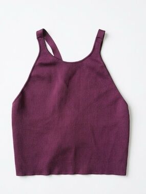 C/MEO Collective burgundy Ribbed Halter Crop Top